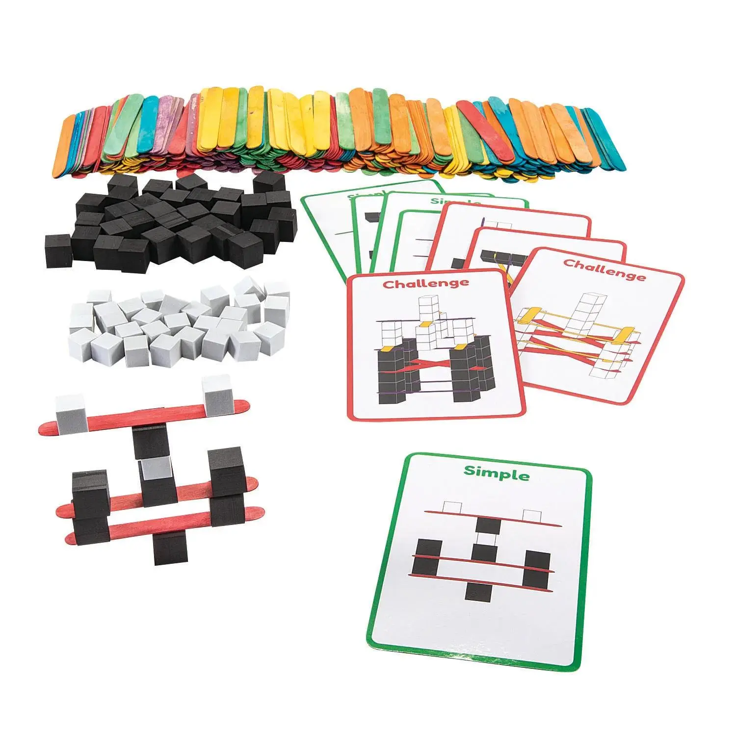 6" x 9" STEM Foam Cube and Craft Stick Building Set - 484 Pc.