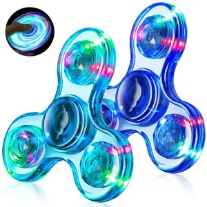 Light Up Fidget Spinner 2 Pack for Adults Kids 4-12 with Autism ADHD Sensory Toys Stress Relief Christmas Gifts Birthday Presents for Teens Boys
