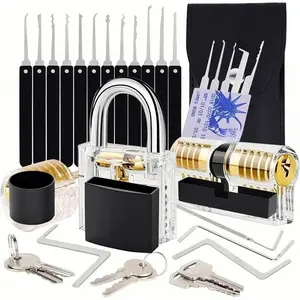 37 Pick Waterproof Lock Pick Set with Stainless Steel Keys for Outdoor Gates, Sheds, Trailers & Toolboxes Dial Combination Padlock for Luggage