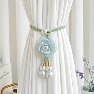 Creative Pearl Flower Curtain Tiebacks Modern and Simple Adjustable Sheer Curtain Straps, Fasteners, and Retractable Ties