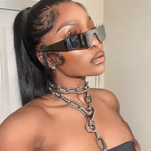 Trendy Sports Goggles Y2k Sunglasses Women Punk Rimless Sun Glasses Men One Piece Mirror Shades UV400 Ladies Colorful Eyewearessory.