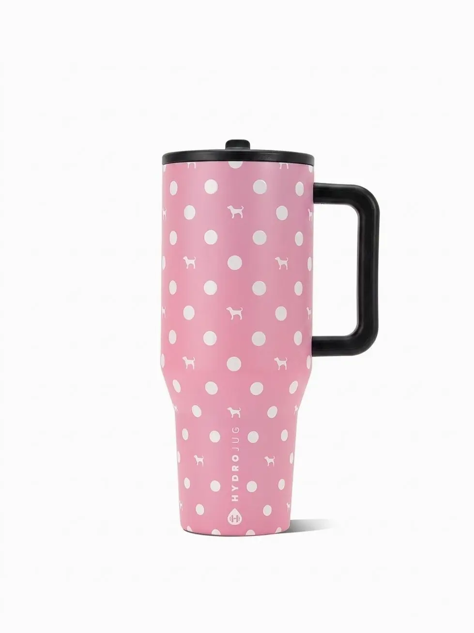 PINK x HydroJug 40oz Traveler Water Bottle Pink Dot Dog Limited Edition, 40 Oz Traveler , Leak-Proof Insulated Tumbler with Flip Straw & Cup Holder Fit Flasks Lid Drinkware Leakproof Tumbler