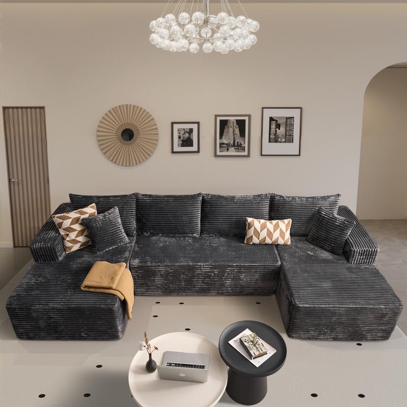 CAODOC Oversized 135" U Shape Cloud Couch Plus Sectional Sofa with ...