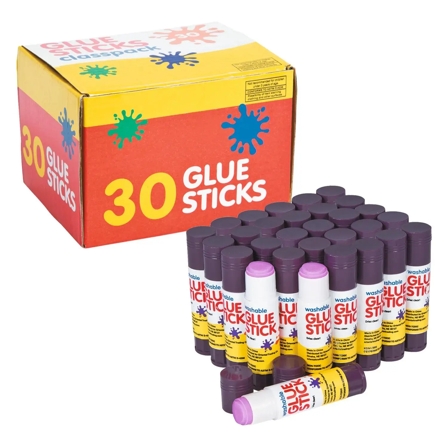2 3/4" Bulk 90 Pc. Safe & Non-Toxic Washable Glue Stick Pack
