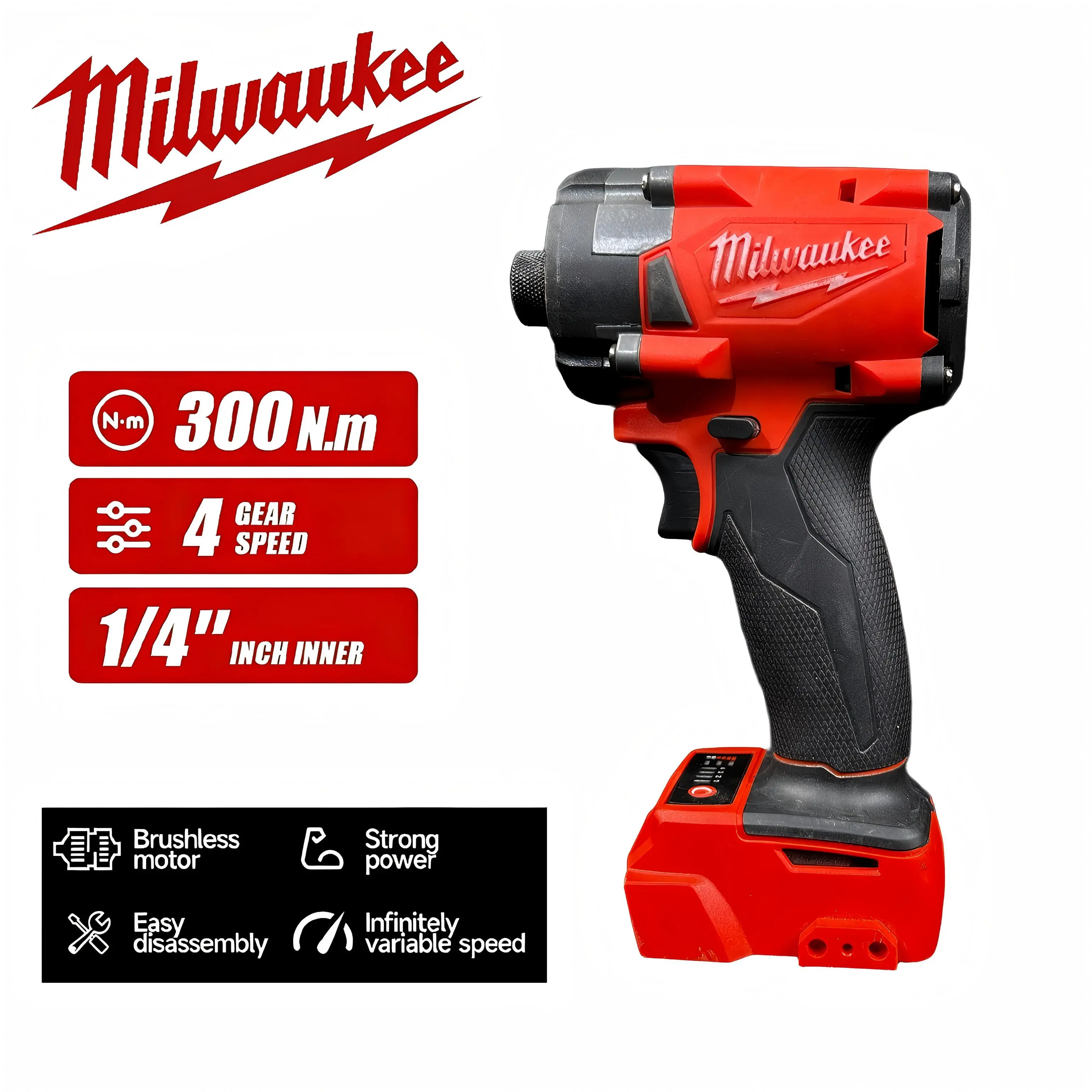Milwaukee 1/4" High Torque Impact Driver, 300 Nm Power Tool, Ideal for Furniture Assembly & Carpentry Work #MilwaukeeTools #ImpactDriver, Power Tools