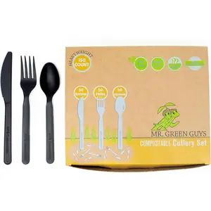 Compostable Heavyweight Disposable Forks Knives Spoons Set 50ct Each Eco Friendly Compostable Cutlery Made From Cornstarch
