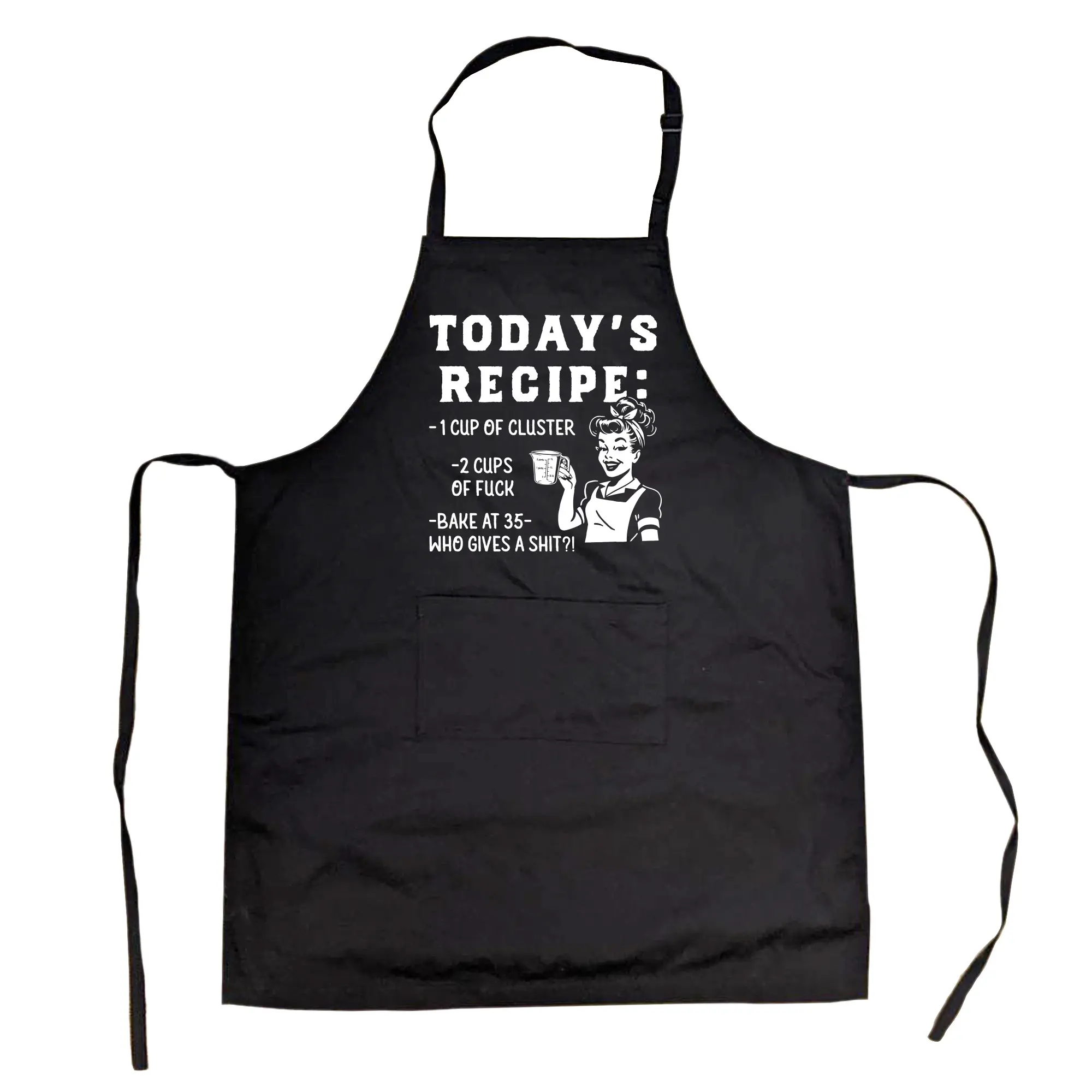 Todays Recipe Cluster F*ck Cookout Apron Funny Sarcastic Cooking Smock Funny Aprons Adjustable Household Items Graphic Print offensive Grill Apparel Funny Food Cover Grilling Apparel for Men Black -