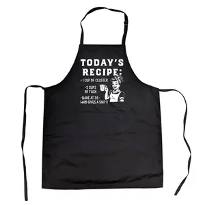 Todays Recipe Cluster F*ck Cookout Apron Funny Sarcastic Cooking Smock Funny Aprons Adjustable Household Items Graphic Print offensive Grill Apparel Funny Food Cover Grilling Apparel for Men Black -