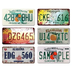 6pcs Vintage Plaque License Plate Metal Tin Sign Wall Decor Plaque For Garage Bar Pub Man Cave Club Home 6X12 inch