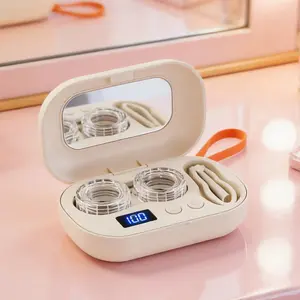 Rechargeable Ultrasonic Contact Lens Cleaner | Extra-Long Battery Life | Portable Automatic Cleaning Case for Gym, Sports, Office, and Hotel Use | Contact Lens Storage Case