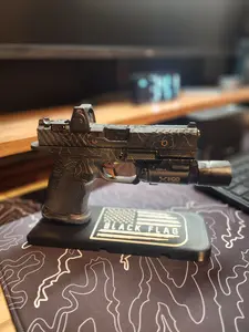 Custom Engraved Pistol Stand: Durable PLA Plus Display