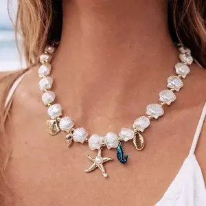 ShellCutie Necklace with Starfish and Seashell Charms for a Coastal Vibe