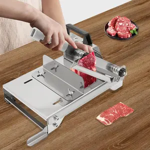 Manual Meat Slicer, Stainless Steel Frozen Meat Food Slicer Beef Mutton Household Vegetable Food Slicer Slicing Machine for Fish Chicken Restaurants and Home Kitchen Appliances