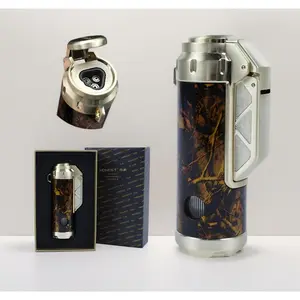 Torch Lighter,Triple Jet Flame Refillable Windproof Adjustable Butane Gas Lighter with Punch for Candle,Camping,Grill (Fuel Not Included)