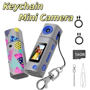 【 16GB SD Card Gift 】 Mini  Digital Keychain Camera - Vlogging Camera and Video Camera for Images and Videos, Camera 270 degree Rotation, 0.96-inch Screen, 21 Color Filters, Portable Y2K Retro Style, Comes with Charging Cable and Key Hanging Rope pictures