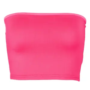 Women Sexy Strapless Cropped Tube Top Summer Neon Solid Color Off Shoulder Bralette Basic Wrapped Chest Bandeau Bustier Clubwear