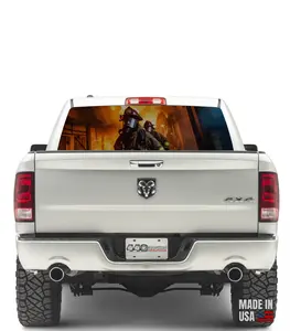 Firefighter Active Fire [01] Rear Window Wrap Perforated Vinyl See-Through Graphic 65" x 22" Fits Most Trucks & SUVs