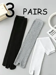 3 Pairs Split-Toe Mid-Calf Socks, Comfortable and Stylish Footwear, Perfect for Daily Wear, Ideal for All Seasons