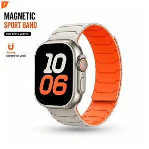 Ultra Soft Magnetic Silicone Apple Watch Band for Ultra 2/SE/Series 9-3 – Sport Waterproof Adjustable Wrist Strap for Men Women 38-49mm