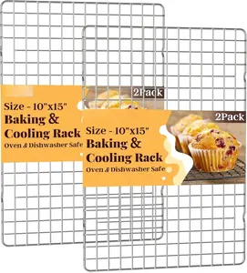 Cooling Racks for Cooking and Baking - 2 PCS 10" x 15" Grid Wire Baking Rack for Oven Cooking, Baking, Grilling, Roasting -Dishwasher Safe Bacon Rack- Fits Jelly Roll Cookie Sheet Pan