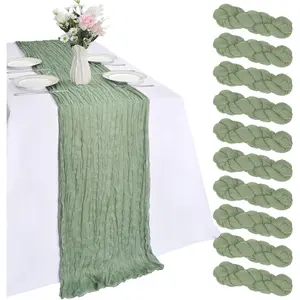 10 Pack Sage Green Table Runner 10ft Cheesecloth Table Runner 120 Inch Gauze Boho Rustic Sheer Cheese Cloth for Banquet Picnic  Shower Party Wedding Holiday Decor