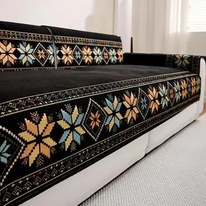 Non-Slip Sofa Cover, Linen Fabric Protective Cushion, Modern Boho Style Furniture Protector, Pet Friendly, Living Room & Balcony Decor