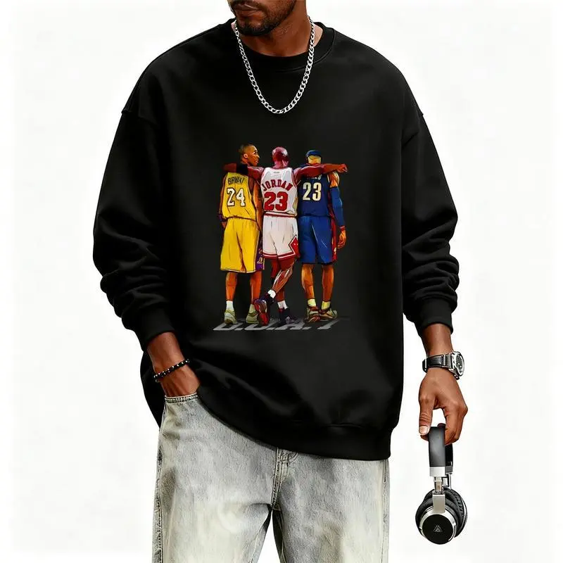 Basketball Legends Gathering Classic No 23 & 24 Black Crew Neck Sweatshirt Soft Comfy High Quality Fabric Casual Fit Machine Washable