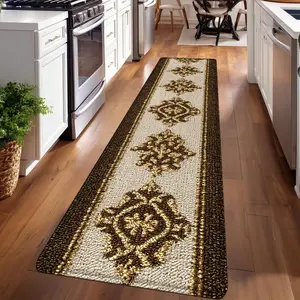 1PC, Brown and White Geometric strip rugs, Modern Geometric Rug, home décor, bathroom mats, entryway mats, bedroom bedside mats, kitchen mats, hallway rugs, flannel sponge rugs, hallway runner rugs