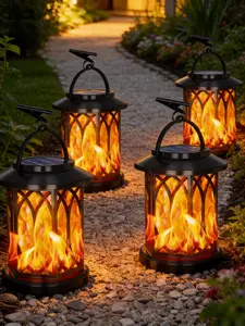 4 Pack Solar Lantern Outdoor Lights Upgraded Flickering Flame Solar Lanterns Lights Outdoor Waterproof Hanging Lantern Decorative Solar Powered Lanterns for Yard Patio Tree Garden Decor