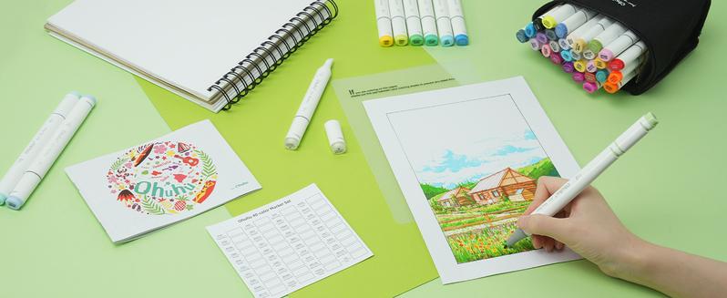 Ohuhu Oahu Alcohol Markers: Chisel and Fine Dual Tips - 40 Colors - AP Certificated Double Tipped Art Marker Set for Artists Adults Coloring Illustration -Refillable - Oahu Series of Ohuhuart