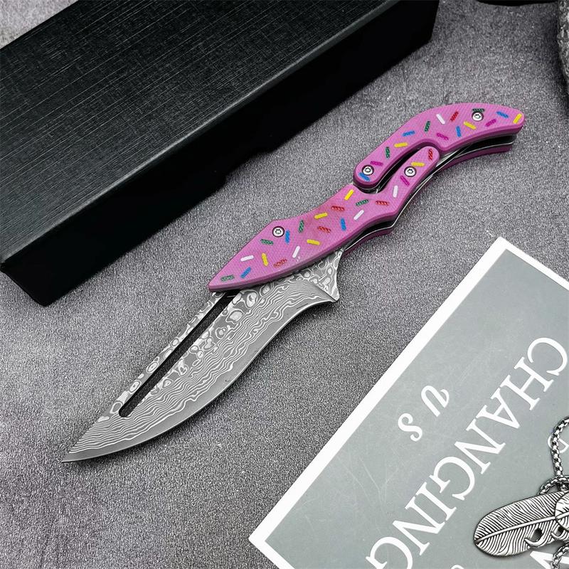 High Craftsmanship Special Folding Knife, Damascus Steel Blade, G10 Handle, Outdoor Multi-Functional Wear-Resistant Tool, Folding Multitool