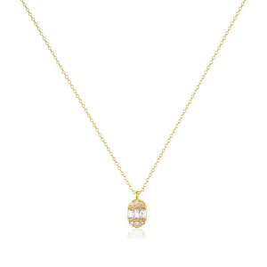 Tewiky 14K Gold-Plated Oval Cubic Zirconia Necklace Elegant Design Perfect for Valentine’s Day Gift Versatile for Various Occasions