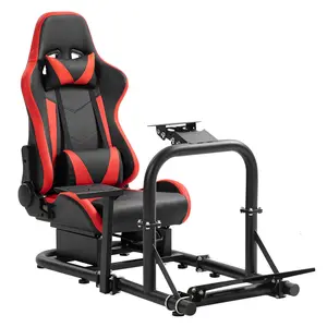 Supllueer Racing Simulator Cockpit with Red Playseat Upright Stable Pro fit for Logitech G29 G920 G923, Thrustmaster T300RS T500, Fanatec, Sim Racing Cockpit without Wheel Pedal Shifter