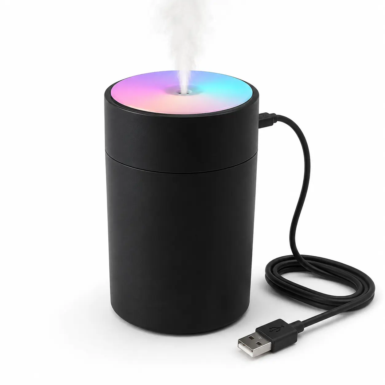 200mL USB Powered Mini Desktop Humidifier with Colorful Gradient Light, Compact Personal Humidifier for Bedroom, Office, Dorm and Nightstand