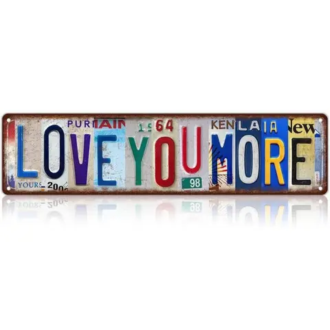 Vintage Love You More Wall Decor Street Signs Home Bar Coffee Metal Tin Signs 16 x 4 Inches Home Decoration