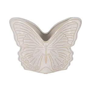 Sagebrook Home 7 in. Ceramic Butterfly Garden Planter - Ivory, Indoor Outdoor Garden Decor Flower Pot, Flower Pots, Outdoor Garden Accessories