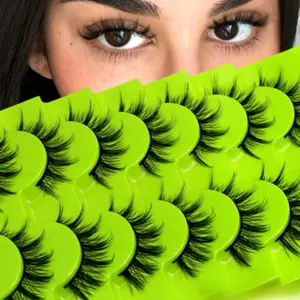 7 Pairs Natural and Beautiful Cartoon Eyelashes, Fluffy Pointed 3D Curled False Eyelash Set, Korean Japanese Asian Cosplay Eyelashes