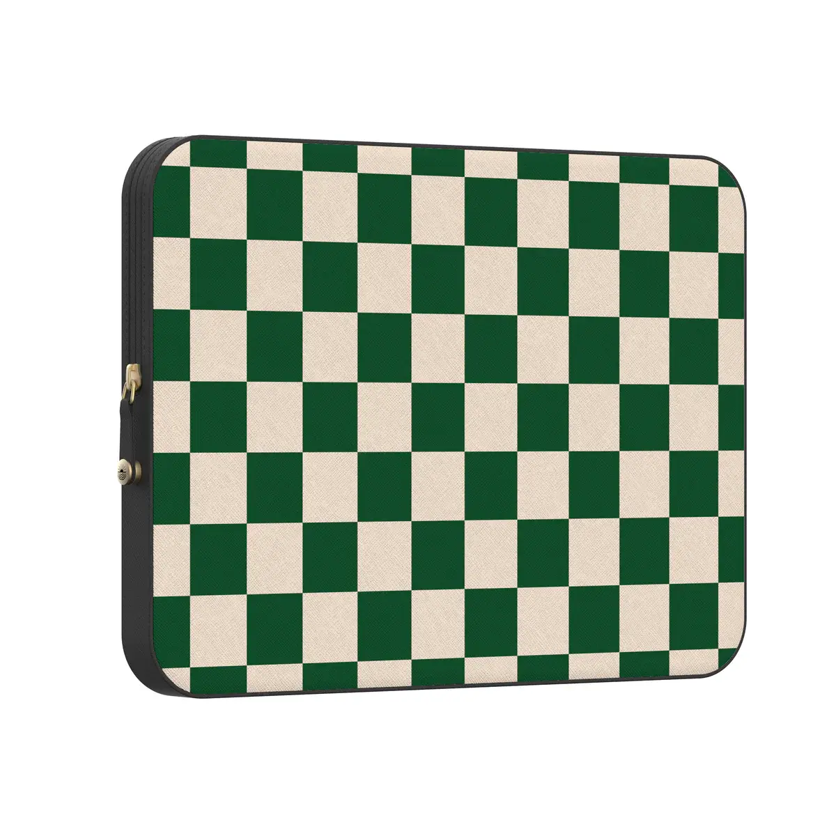 Casely Form-Fitting MacBook Laptop Sleeve Case - Green Checkerboard, PU Leather, Durable Print, Daily Use