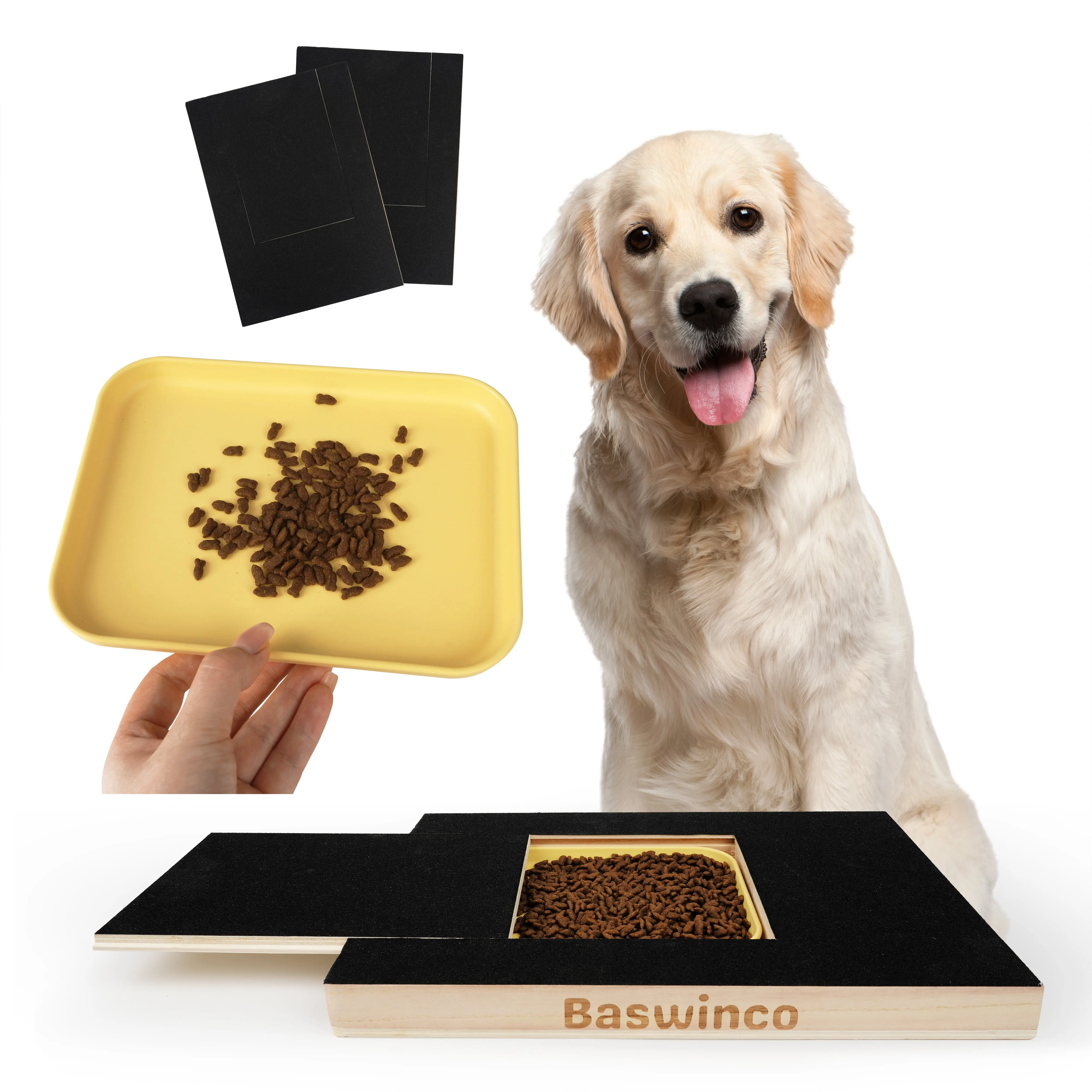 Wood Dog Nail Grooming Scratch Pad - 13.7” x 9.8” x 1.3” Durable & Long-Lasting Pet Claw Care Supply with Removable Treat Tray, Easy to Use for Dogs