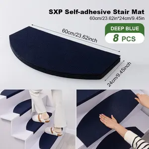 8-piece half-round anti-slip carpet stair treads for children and pets (no glue residue) anti-slip safe steps indoor stair mat be cut to fit stairs (9.44 inches x 23.6 inches) Non Slip Rug
