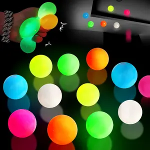 6 Pcs Glow In The Dark Party Ball, Stress Relief Round Self-adhesive Luminous Decoration Ball, Decoration Supplies for Party