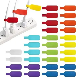 Viral 56-Pack Cable Labels | Multi-Color Write-On Cord Tags for Wire Management | Medium Size Easy ID | Perfect for Home Office Desk Setup cheetah print