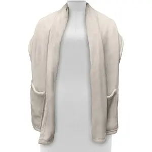 Serta Luxe Electric Heated Warming Cuddler Wrap with Pockets Cloud