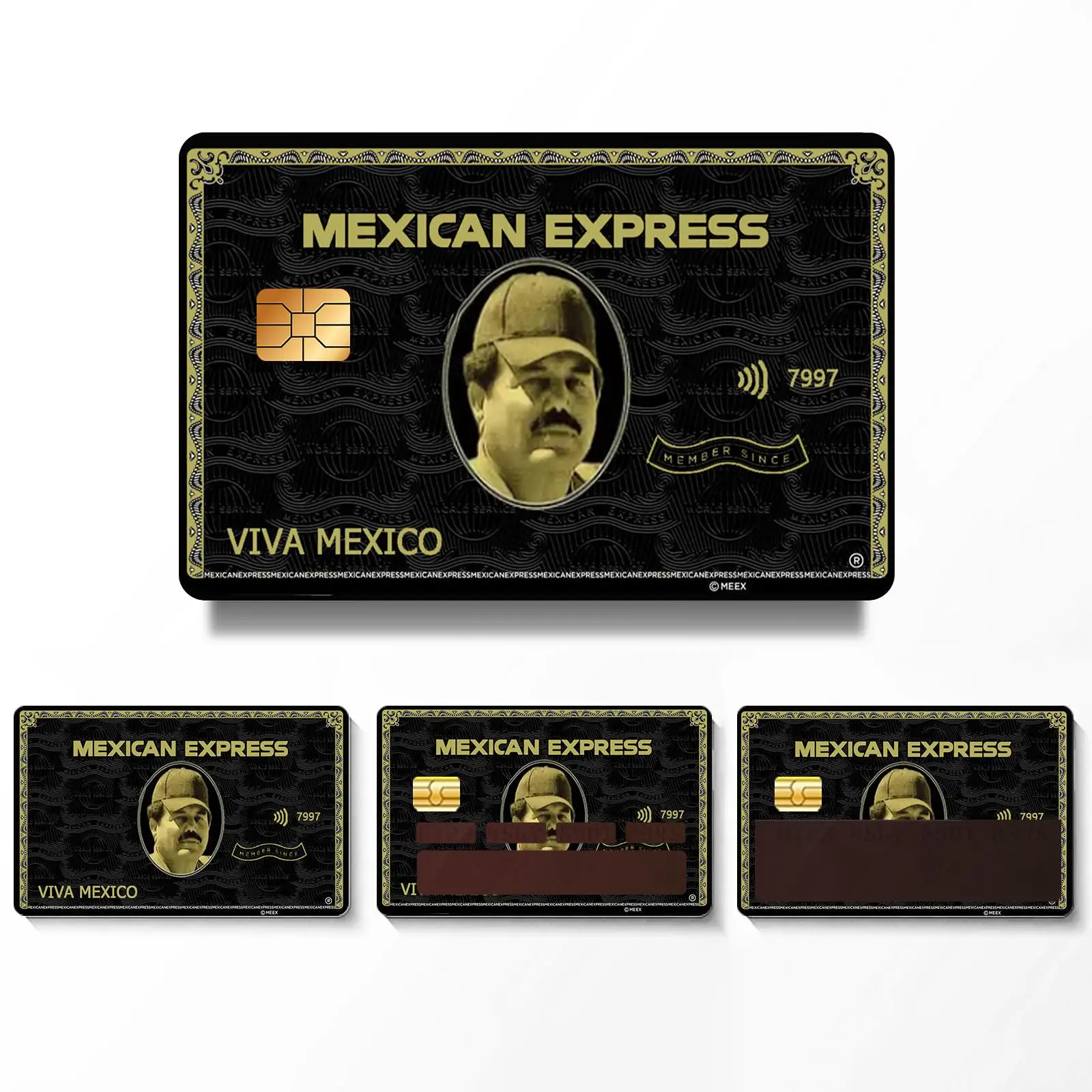 Mexican Express Credit Card Skin Sticker, 4 Counts Ultra-thin Waterproof & Scratch Resistant Card Skin Sticker, Personalized Bank Card Sticker