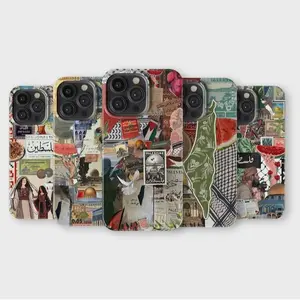 Palestine Flag Art Phone Case - Keffiyeh Pattern & Cultural Heritage Design for iPhone 17 16 15 14 13 12 11 Pro Max - Aesthetic Collage Protective Shockproof Cover