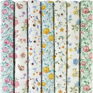 7pcs Fat Quarter Bundles 100% Cotton 18 x 22''(46cm x 56cm) Quilting Pre-Cut Squares Sheets for Patchwork Sewing Quilting Crafting (Blue)