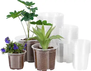 30 Pack 6/5/4Inch Clear  Pots with Drainage Holes, Clear  Pot for Planting, Transparent Plastic  Pots,Durable Seed Starting Pot for