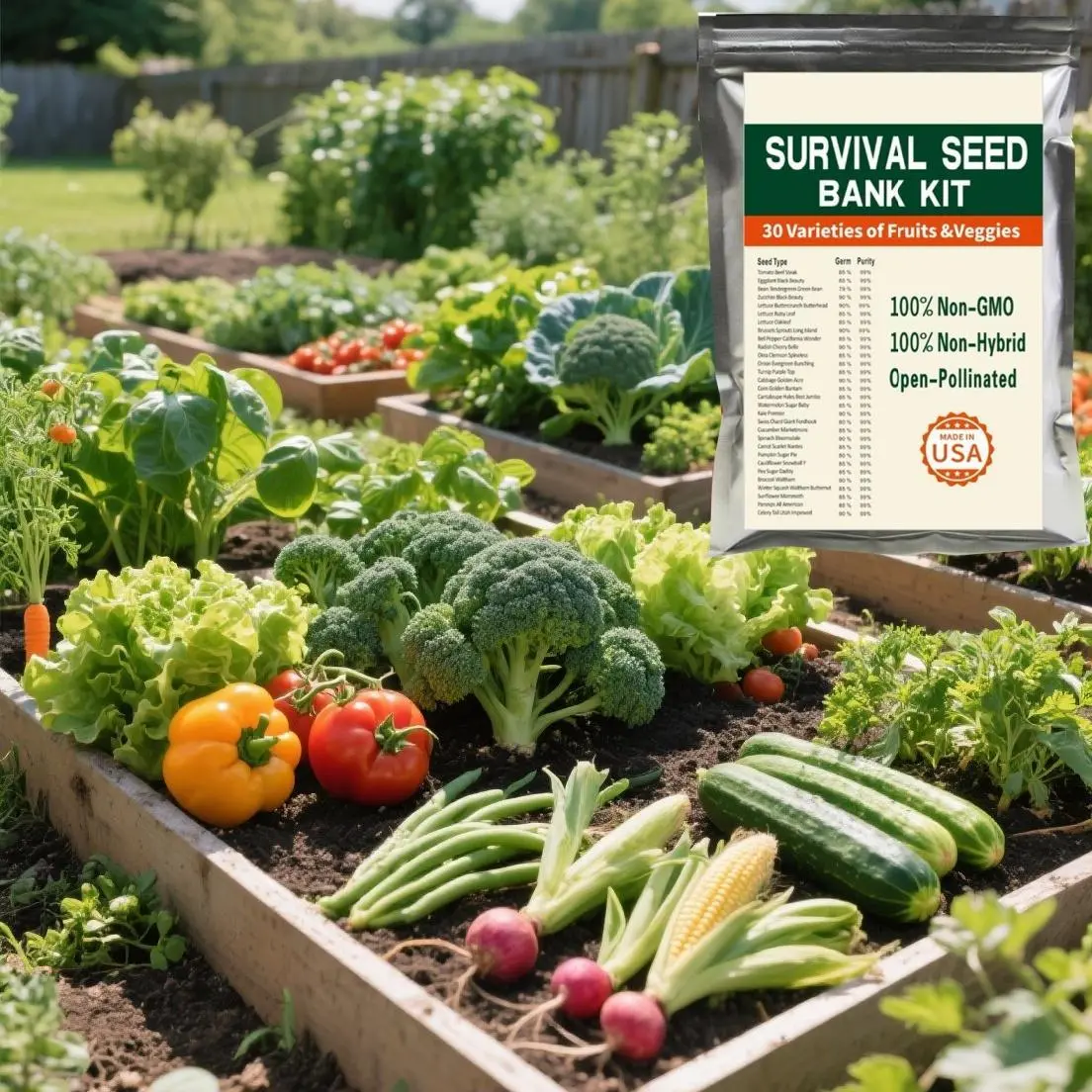 Ultimate Mixed Vegetable Seeds – 30 Varieties, Non-GMO, Perfect for Healthy Harvests, Grow Your Own Salad & Cooking Essentials from Home Gardens