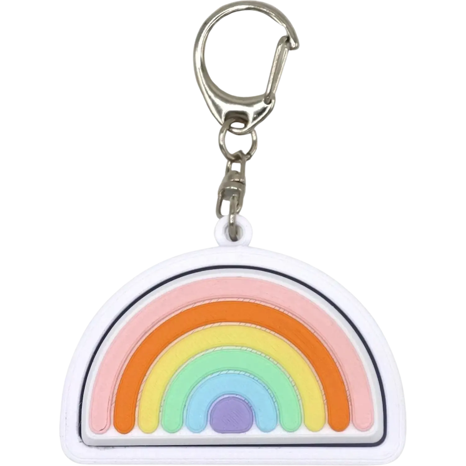 Pastel Rainbow Fidget Clicker Keychain Accessory Stress Relief Cute Must Have Satisfying Portable Compact 3D-Printed Durable Lightweight