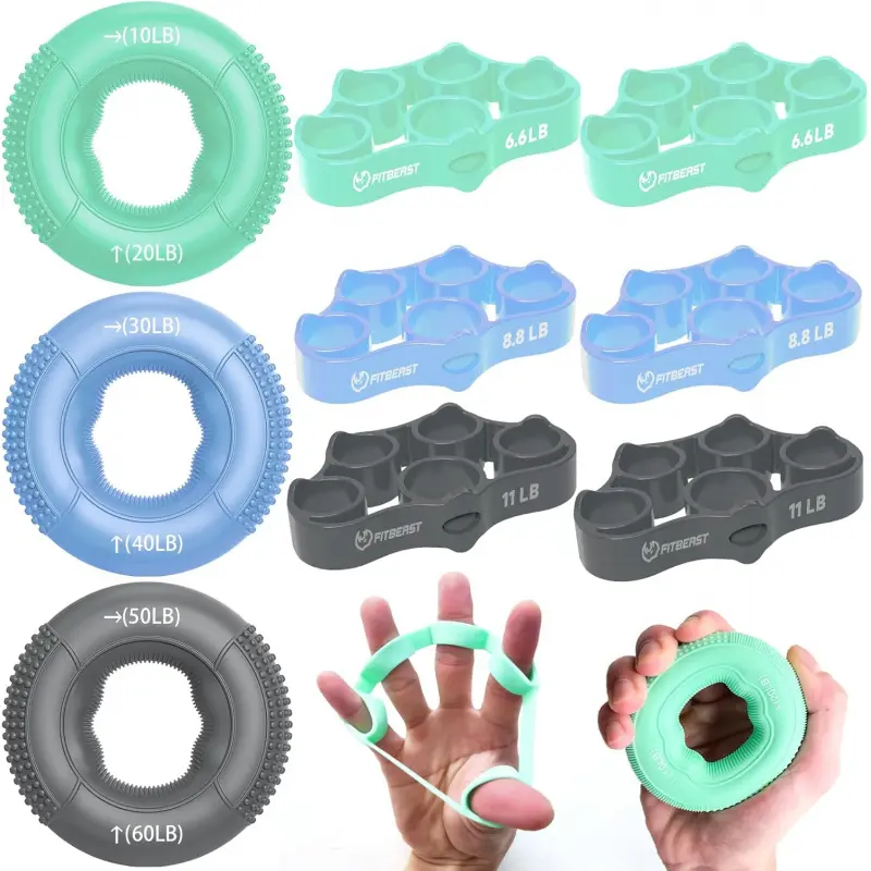 Grip Strength Trainer, Finger Exerciser, Forearm Strengthener 9-Piece Kit, Hand Grip Strengthener Targeted Strength, Relief & Recovery upgrade